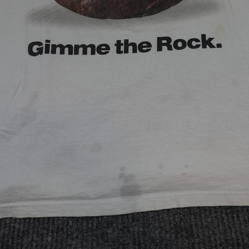 Vintage Basketball Shirt Mens XL White Gimme The Rock Graphic T-Shirt - Picture 3 of 12